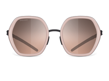 Titanium geometric sunglasses for women GRESSO Regina with Zeiss polarized bronze lenses #color_caramel