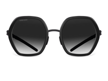 Titanium geometric sunglasses for women GRESSO Regina with Zeiss polarized grey lenses #color_grey-gradient