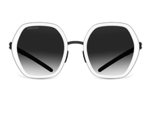 Titanium geometric sunglasses for women GRESSO Regina with Zeiss polarized grey lenses #color_grey―gradient