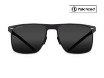 Titanium rectangle sunglasses for men GRESSO Remy with Zeiss polarized grey lenses #color_grey-polarized