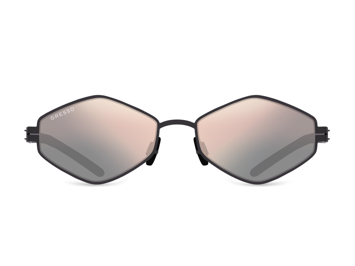 Titanium geometric sunglasses for women GRESSO Rio de Janeiro with Zeiss polarized graphite lenses #color_graphite
