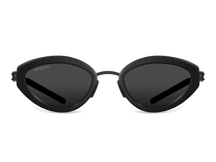 Titanium cat eye sunglasses for women GRESSO Roxanne with Zeiss polarized grey lenses #color_grey-mono