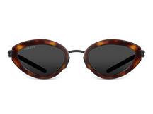 Titanium cat eye sunglasses for women GRESSO Roxanne with Zeiss polarized grey lenses #color_tortoise