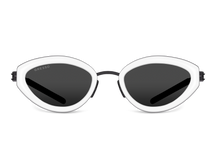 Titanium cat eye sunglasses for women GRESSO Roxanne with Zeiss polarized grey lenses #color_grey―mono