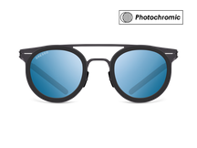 Titanium round sunglasses for men GRESSO Sacramento with Zeiss photochromic blue lenses #color_blue-photochromic