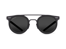 Titanium round sunglasses for men GRESSO Sacramento with Zeiss polarized grey lenses #color_grey-mono
