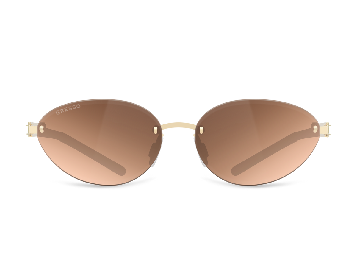 Titanium rimless sunglasses for women GRESSO Sahara with Zeiss polarized beige lenses #color_beige-mono