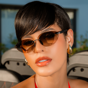 Titanium rimless sunglasses for women GRESSO Sahara with Zeiss polarized grey lenses