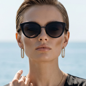 Titanium cat eye sunglasses for women GRESSO Salamanca with Zeiss polarized grey lenses
