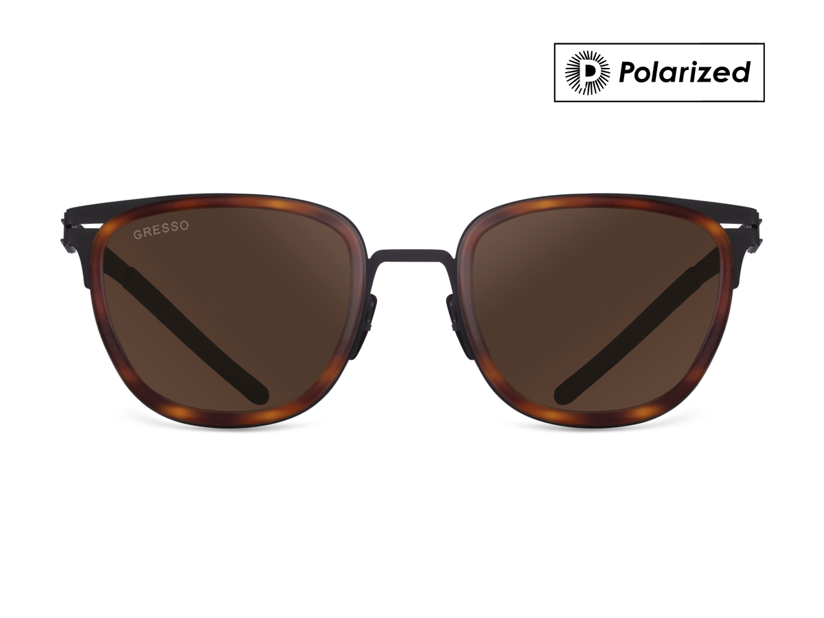 Titanium wayfarer sunglasses for men GRESSO San Remo with Zeiss polarized brown lenses #color_brown-polarized
