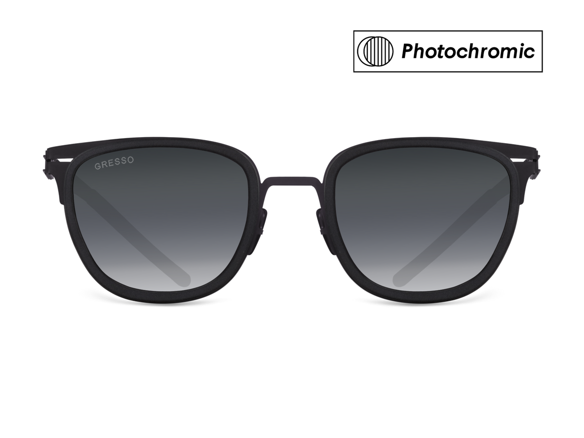 Titanium wayfarer sunglasses for men GRESSO San Remo with Zeiss photochromic grey lenses #color_grey―photochromic
