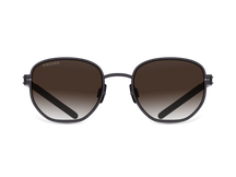 Titanium round sunglasses for men GRESSO Santa Fe with Zeiss polarized brown lenses #color_brown-gradient
