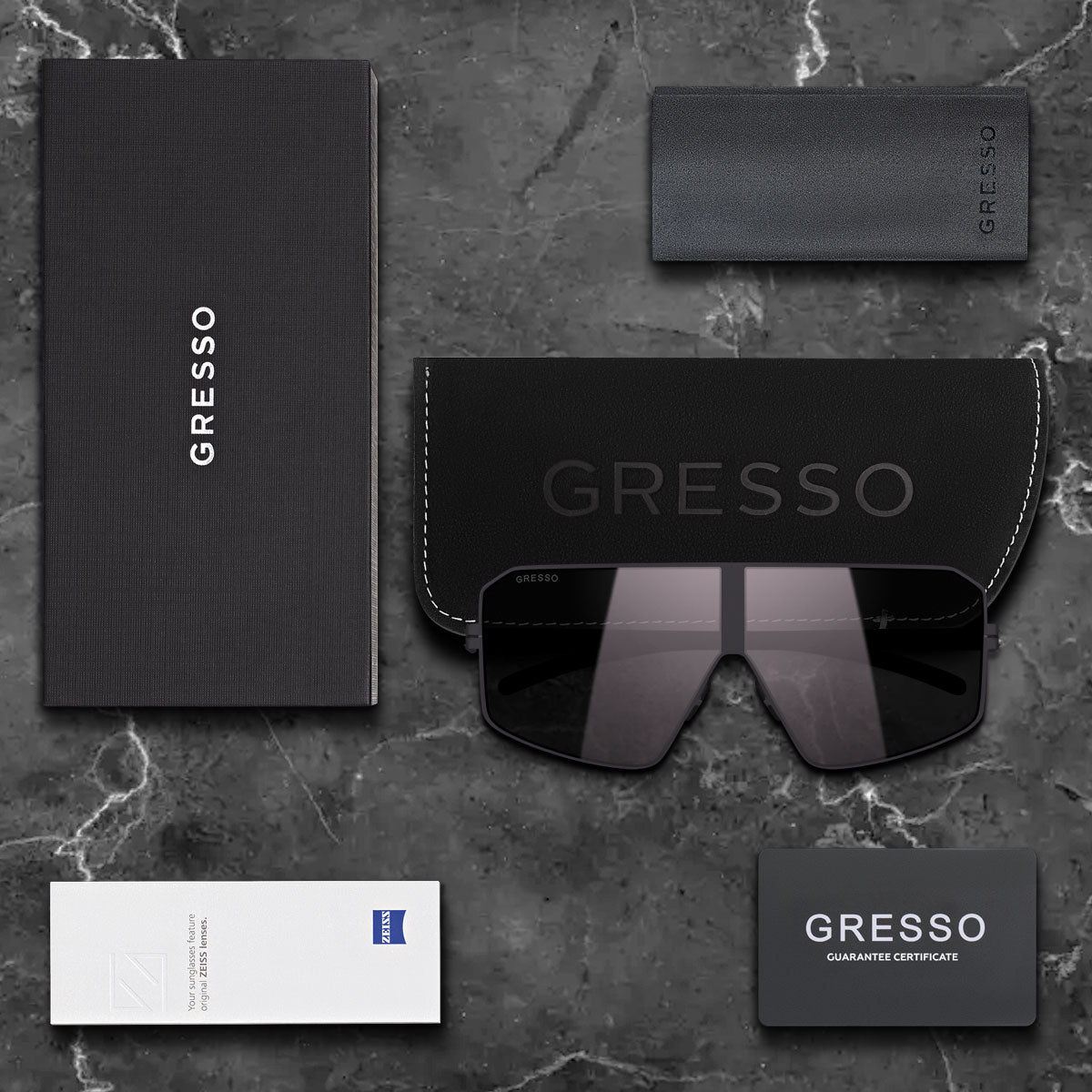 Titanium square sunglasses for women GRESSO Santorini with Zeiss polarized grey lenses