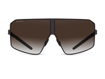 Titanium square sunglasses for women GRESSO Santorini with Zeiss polarized brown lenses #color_brown-gradient