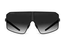 Titanium square sunglasses for women GRESSO Santorini with Zeiss polarized grey lenses #color_grey-gradient