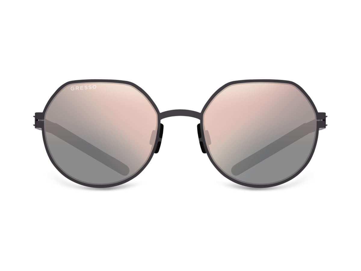 Titanium round sunglasses for men and women GRESSO Scotland with Zeiss polarized graphite lenses #color_graphite