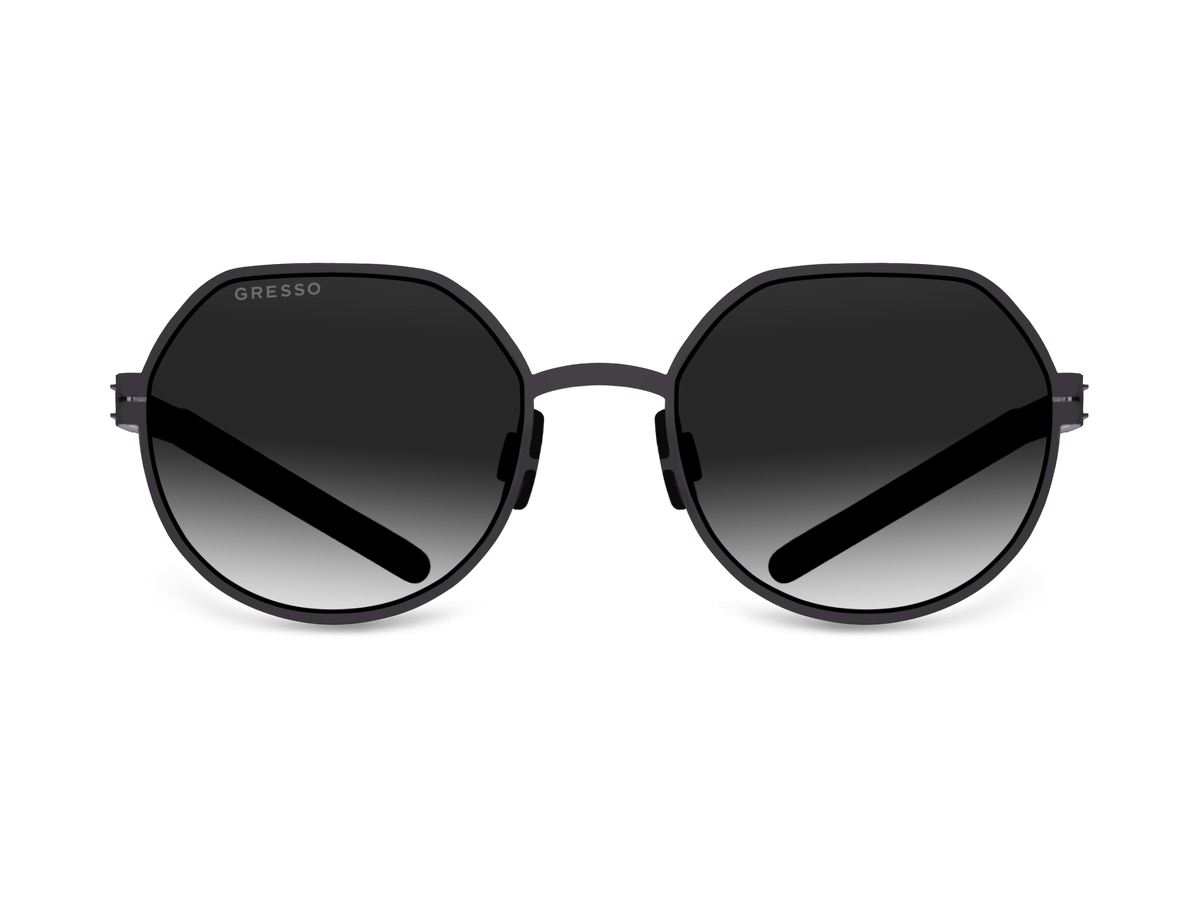 Titanium round sunglasses for men and women GRESSO Scotland with Zeiss polarized grey lenses #color_grey-gradient