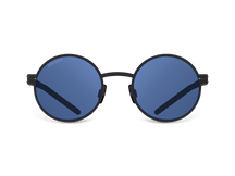 Titanium round sunglasses for men GRESSO Seoul with Zeiss polarized grey lenses #color_blue-mono