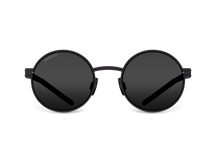 Titanium round sunglasses for men GRESSO Seoul with Zeiss polarized grey lenses #color_grey-mono