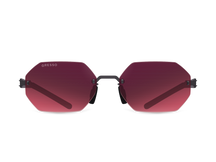 Titanium rimless sunglasses for men and women GRESSO Singapore with Zeiss polarized burgundy lenses #color_burgundy-gradient