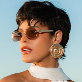 Titanium rimless sunglasses for men and women GRESSO Singapore with Zeiss polarized grey lenses