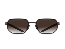 Titanium geometric sunglasses for men  and women GRESSO Soho with Zeiss polarized brown lenses #color_brown-gradient