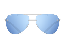 Titanium rimless sunglasses for men GRESSO ST-Tropez with Zeiss polarized blue lenses #color_blue-mirror