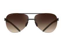 Titanium rimless sunglasses for men GRESSO ST-Tropez with Zeiss polarized brown lenses #color_brown-gradient