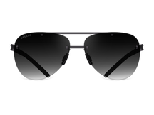 Titanium rimless sunglasses for men GRESSO ST-Tropez with Zeiss polarized grey lenses #color_grey-gradient