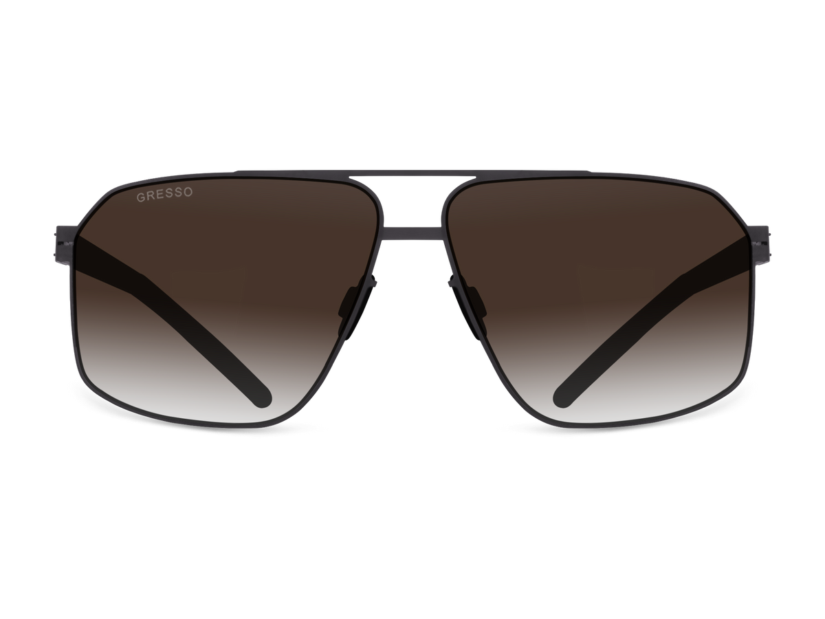 Titanium aviator sunglasses for men GRESSO Stanford with Zeiss polarized brown lenses #color_brown-gradient