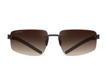 Titanium rimless sunglasses for men GRESSO Sydney with Zeiss polarized graphite lenses #color_brown-gradient