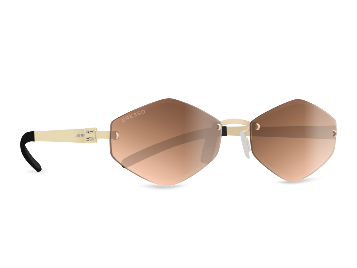 Titanium rimless sunglasses for women GRESSO Tahiti with Zeiss polarized beige lenses #color_beige-mono