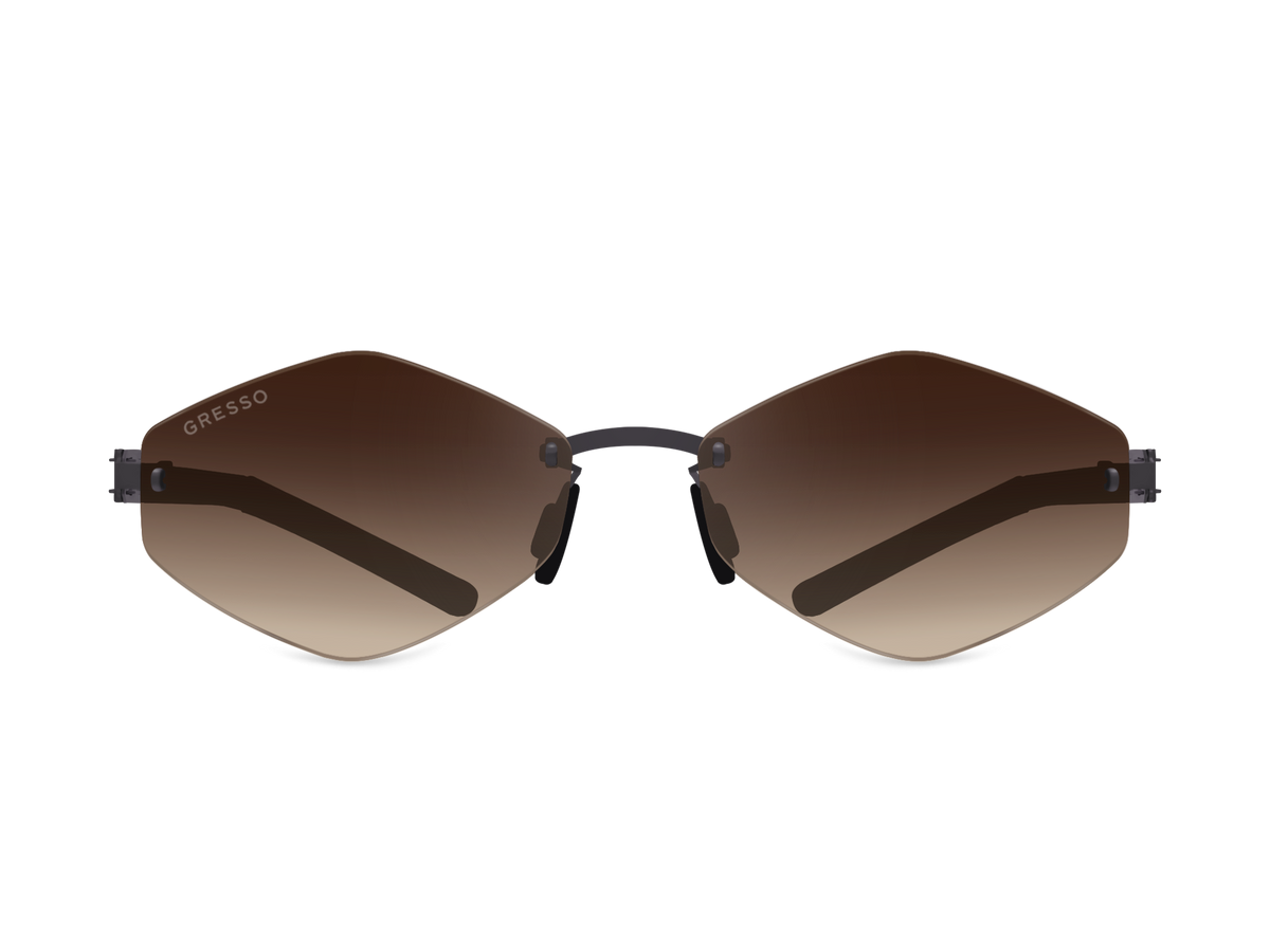 Titanium rimless sunglasses for women GRESSO Tahiti with Zeiss polarized brown lenses #color_brown-gradient