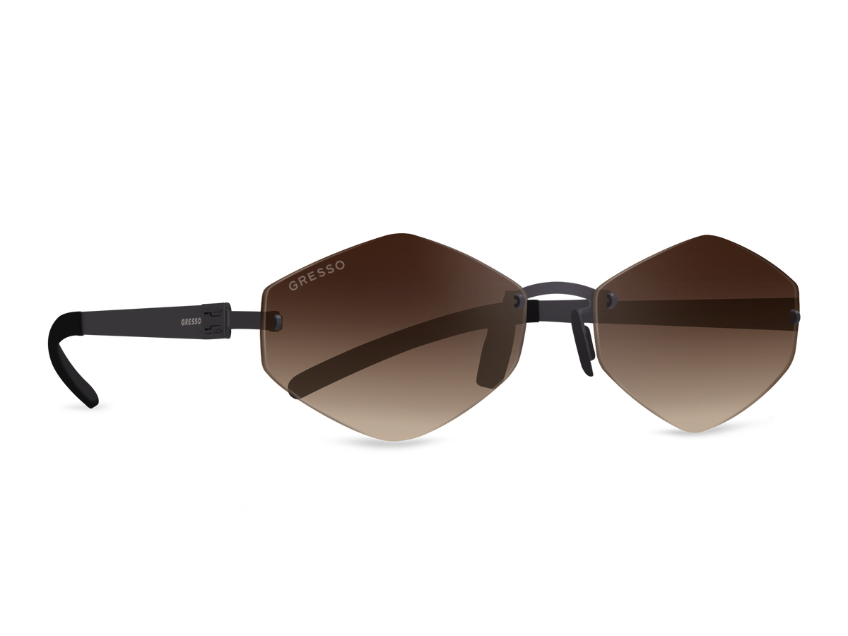 Titanium rimless sunglasses for women GRESSO Tahiti with Zeiss polarized brown lenses #color_brown-gradient