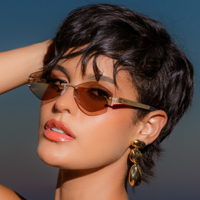 Titanium rimless sunglasses for women GRESSO Tahiti with Zeiss polarized grey lenses