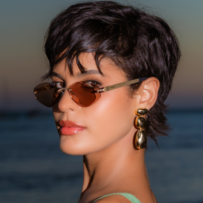 Titanium rimless sunglasses for women GRESSO Tahiti with Zeiss polarized grey lenses