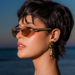 Titanium rimless sunglasses for women GRESSO Tahiti with Zeiss polarized grey lenses