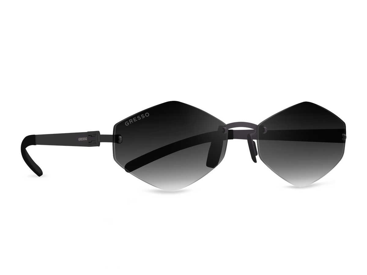 Titanium rimless sunglasses for women GRESSO Tahiti with Zeiss polarized grey lenses #color_grey-gradient