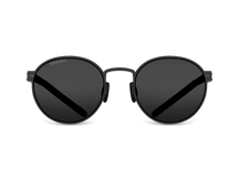 Titanium round sunglasses for men and women GRESSO Texas with Zeiss polarized grey lenses #color_grey-mono