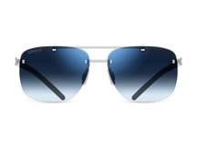 Titanium rimless sunglasses for men GRESSO Toronto with Zeiss polarized blue lenses #color_blue-gradient