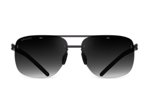 Titanium rimless sunglasses for men GRESSO Toronto with Zeiss polarized grey lenses #color_grey-gradient