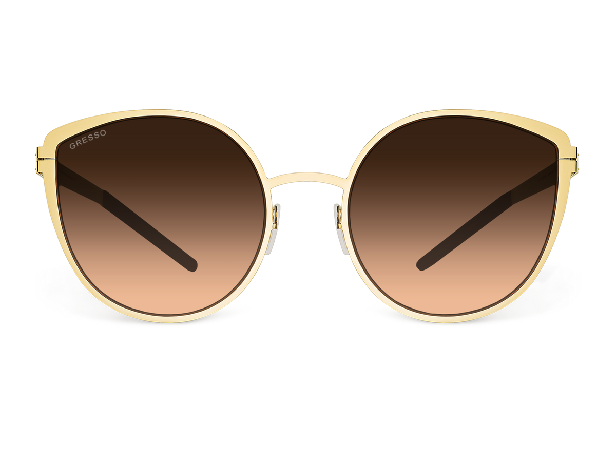 Titanium cat eye sunglasses for women GRESSO Valencia with Zeiss polarized bronze lenses #color_bronze-gradient