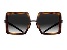 Titanium square sunglasses for women GRESSO Venezia with Zeiss polarized grey lenses #color_tortoise