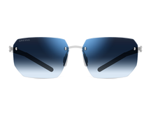 Titanium rimless sunglasses for men GRESSO Vermont with Zeiss polarized blue lenses #color_blue-gradient