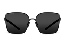 Titanium square sunglasses for women GRESSO Verona with Zeiss polarized grey lenses #color_grey-mono