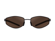 Titanium geometric sunglasses for women GRESSO Virginia with Zeiss polarized grey lenses #color_brown-mono