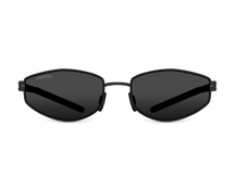Titanium geometric sunglasses for women GRESSO Virginia with Zeiss polarized grey lenses #color_grey-mono
