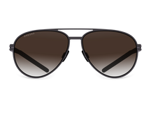 Titanium aviator sunglasses for men GRESSO Webster with Zeiss polarized brown lenses #color_brown-gradient