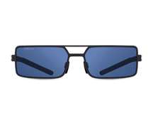 Titanium rectangle sunglasses for women GRESSO Windsor with Zeiss polarized blue lenses #color_blue-mono