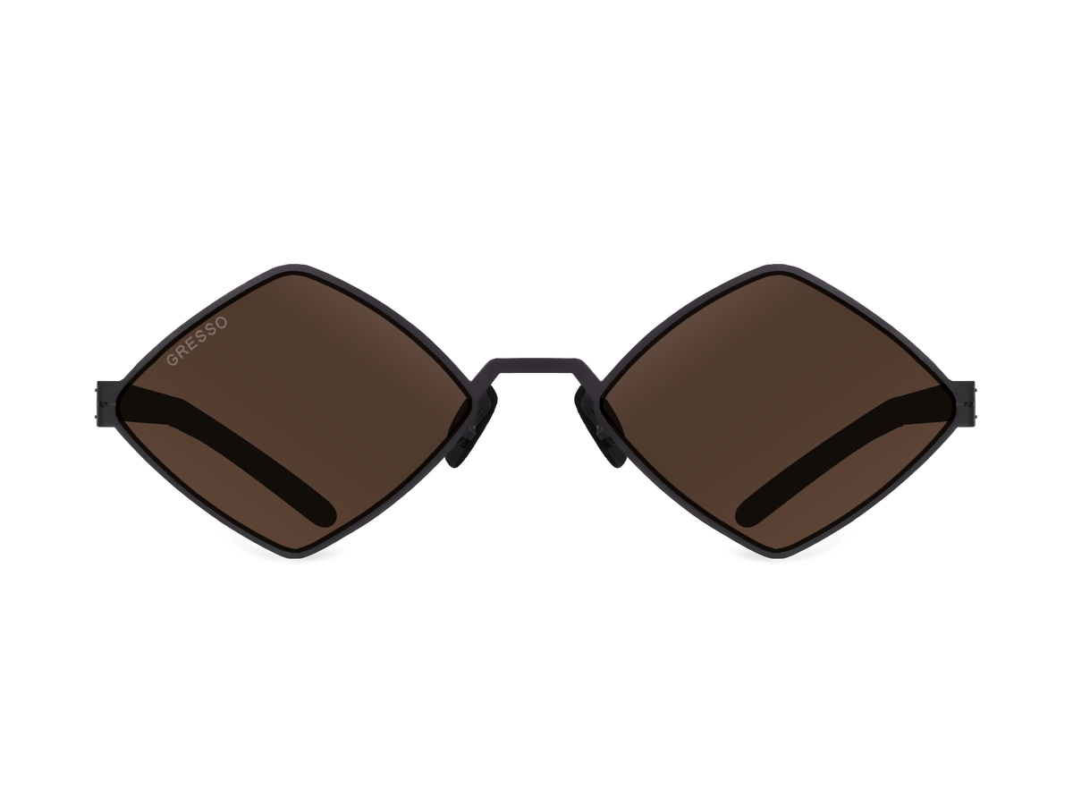 Titanium square sunglasses for men and women GRESSO Bali with Zeiss polarized brown lenses #color_brown-mono